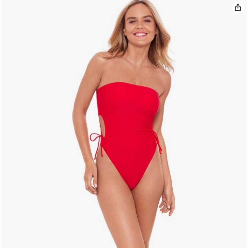 Sports Illustrated Womens Strapless One Piece Adjustable Side Cutouts Small NWT